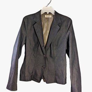 HOLT RENFREW Woman’s Denim Blazer Dress 3-Button Jeans Jacket Dark Gray M